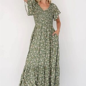 Baltic Born Olive Floral Maxi Dress